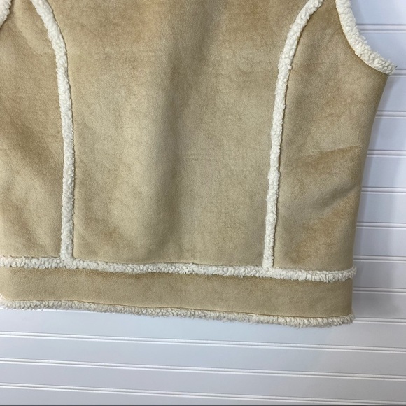 Liz Claiborne Western Sherpa Vest SZ M Faux Suede Shearling Fleece Warm Winter - Picture 11 of 12